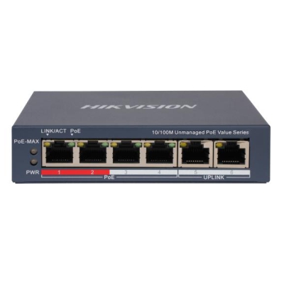 DS-3E0106P-E/M(B), PoE Коммутатор, Hikvision
